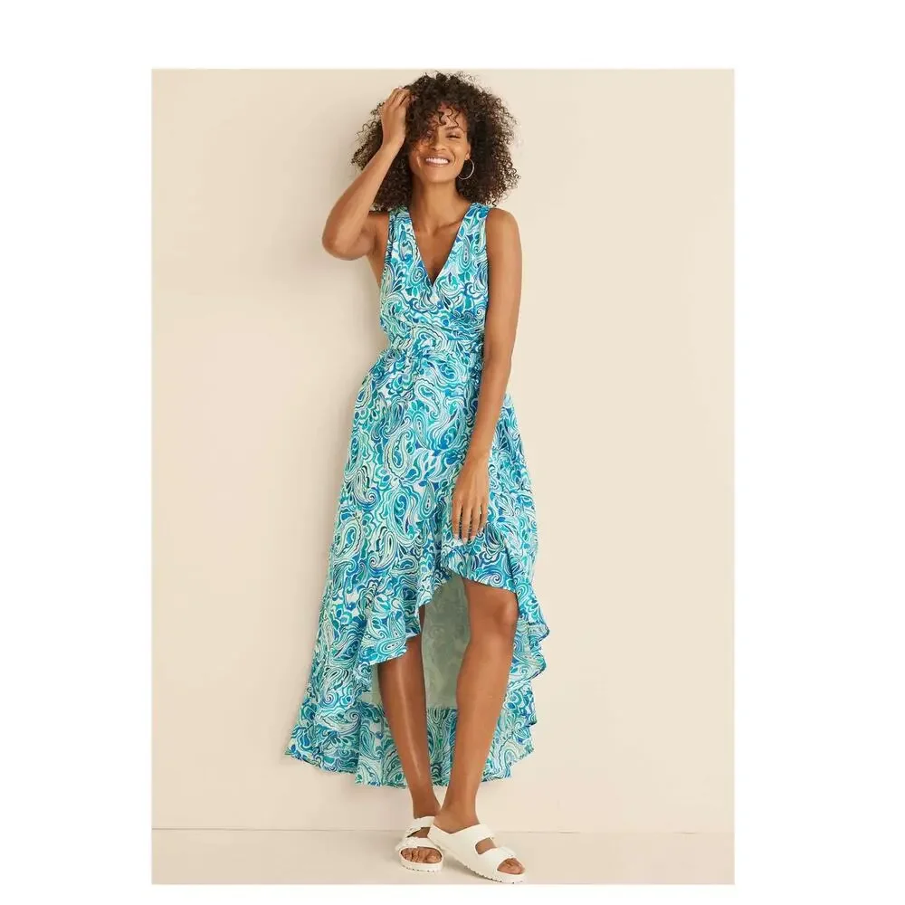 NWT Venus Ruffle High-Low Wrap Dress Size 6